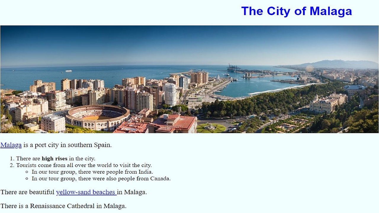 City of Malaga Page